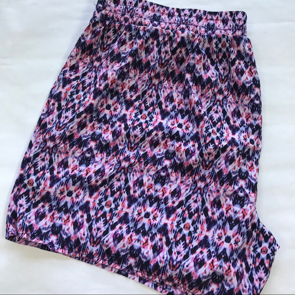 High Waisted Ana Purple Multi Pattern Silky Short